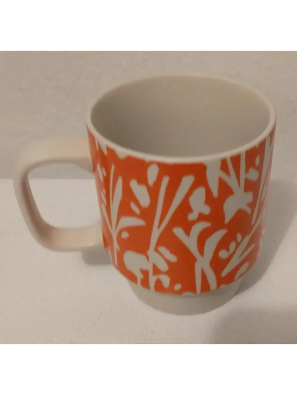 Starbucks Coffee Mug 2016 Orange White Spring Flowers Floral Matte 12 oz EUC